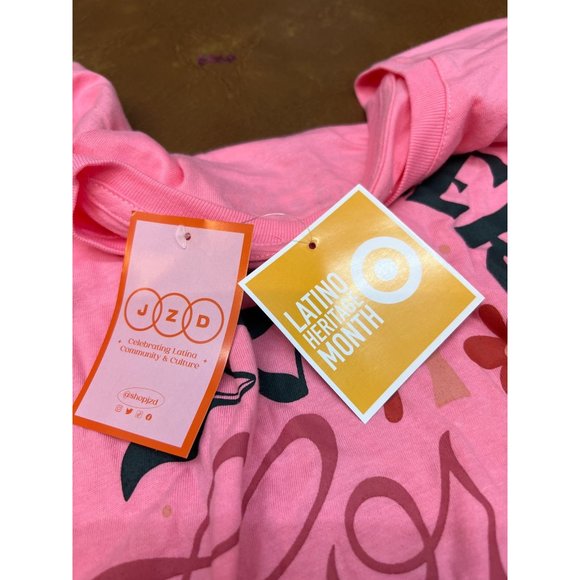 Latino Heritage Month Adult JZD Gender Inclusive Short Sleeve T-Shirt Pink XXL - Picture 7 of 8